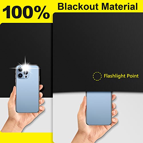 100% Blackout Curtains for Bedroom 118" x 57" Portable Blackout Shades Film No Drilling Travel Black Out Blinds Sun Light Blocker Window Cover...