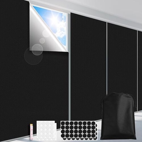 100% Blackout Curtains for Bedroom 118" x 57" Portable Blackout Shades Film No Drilling Travel Black Out Blinds Sun Light Blocker Window Cover...