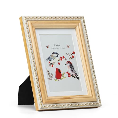 5x7 Picture Frame Pine Wood with Real Glass, Gold-Toned Synthetic Rope Edging, Matted to 4x6, Vertical and Horizontal for Tabletop or Wall Hanging,... 5x7 Picture Frame Pine Wood with Real Glass, Gold-Toned Synthetic Rope Edging, Matted to 4x6, Vertical and Horizontal for Tabletop or Wall Hanging,...