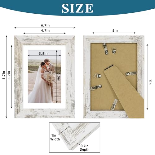 5x7 Picture Frame Set of 4, Made of Real Glass and Distressed White Wooden Frame, 5 by 7 Photo for Wall or Tabletop - Display Picture 4x6 with Mat... 5x7 Picture Frame Set of 4, Made of Real Glass and Distressed White Wooden Frame, 5 by 7 Photo for Wall or Tabletop - Display Picture 4x6 with Mat...