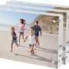 AITEE 4x6 Acrylic Picture Frames 3 Pack, 20% Thicker Block, Clear Picture Frames Freestanding Double Sided Magnetic Acrylic Lucite Frameless...