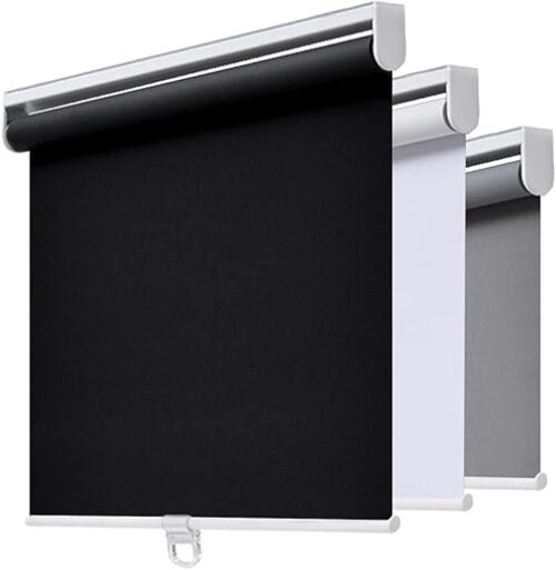 AOSKY Cordless Roller Shades Blackout Blinds for Windows Room Darkening Rolled Up Shades with Spring System, UV Protection Window Shades Door...