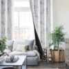 Beauoop Floral 100% Blackout Curtains 84 Inches Long 2 Panels for Bedroom Living Room Grey White Flower Patterned Room Darkening Thermal Insulated...