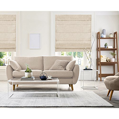 CHICOLOGY - RMBF2764 Cordless Roman Shades Cross-Hatched Modern Fabric Cascade Window Blind Treatment, 27"W X 64"H, Belgian Flax (Privacy & Light...