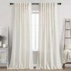 Cream Linen Back Tab Curtains 84 Inch Length for Living Room 2 Panel Set Neutral Modern Farmhouse Window Privacy Semi Sheer Linen Drapes Rustic...
