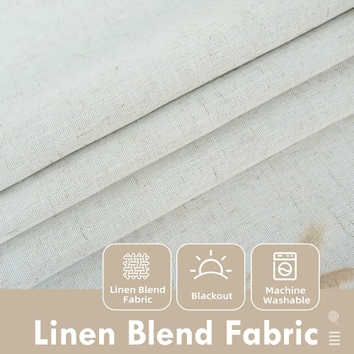 DriftAway Double Layer Linen Blackout Tie Up Curtains Thermal Insulated Fully Lined Balloon Roman Shade Bathroom Window Adjustable Rod Pocket for...