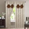 Elegant Comfort Luxurious Beautiful Curtain Panel Set with Attached Valance and Backing 54" X 84 inch (Set of 2), Beige
