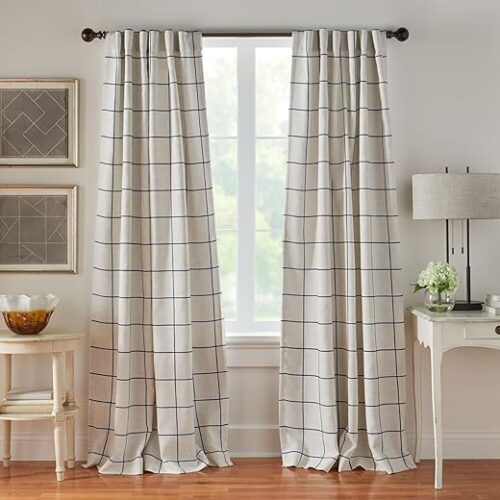 Elrene Home Fashions Brighton Windowpane Plaid Blackout Window Curtain, Living Room and Bedroom Drape with Back Tab and Rod Pocket Tabs, 52"x108",...
