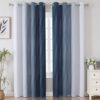 Estelar Textiler Navy Blue and Greyish White Blackout Curtains for Bedroom 84 Inches Long, Full Room Darkening Grommet Curtains for Living...