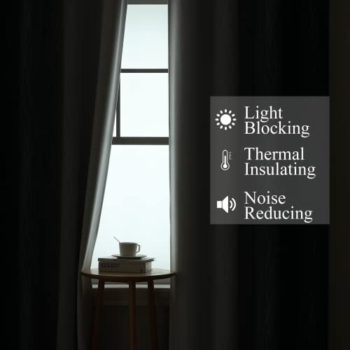Estelar Textiler Navy Blue and Greyish White Blackout Curtains for Bedroom 84 Inches Long, Full Room Darkening Grommet Curtains for Living...