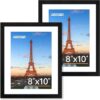 FIXSMITH 8x10 Picture Frame Set of 2, Photo Frame with HD Plexiglass, Display Pictures 5x7 with Mat or 8x10 Without Mat Multi Picture Frames...