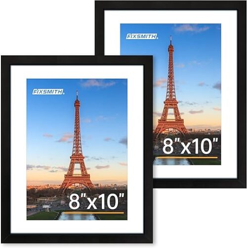 FIXSMITH 8x10 Picture Frame Set of 2, Photo Frame with HD Plexiglass, Display Pictures 5x7 with Mat or 8x10 Without Mat Multi Picture Frames...