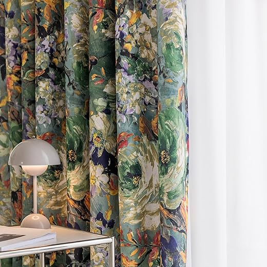 Floral Curtains for Bedroom Pattern Dark Green Vintage Painting Flower Blackout Window Drapes Room Darkening for Living Room 84 inches Long 2 Panels Floral Curtains for Bedroom Pattern Dark Green Vintage Painting Flower Blackout Window Drapes Room Darkening for Living Room 84 inches Long 2 Panels