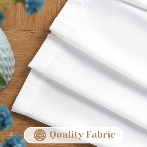 HOMEIDEAS Non-See-Through White Privacy Sheer Kitchen Curtains, 30 X 36 Inches Long 2 Panels Short Sheer Curtains Light Filtering Bathroom Window...