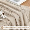 HOMEIDEAS Taupe Sheer Curtains 52 X 84 Inches Length 2 Panels Embroidered Branch Pattern Pocket Faux Linen Floral Semi Sheer Voile Window...