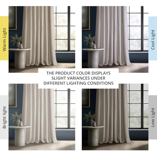 HPD Half Price Drapes - Faux Linen Curtains for Living Room (1 Panel) - 50W X 96L - Textured Room Darkening Curtains for Bedroom 96 Inches Long -...