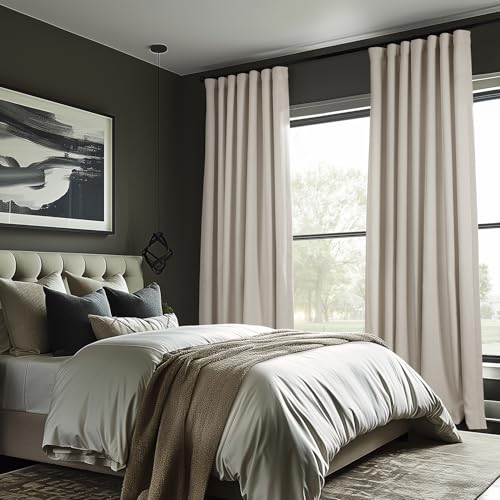 HPD Half Price Drapes - Faux Linen Curtains for Living Room (1 Panel) - 50W X 96L - Textured Room Darkening Curtains for Bedroom 96 Inches Long -...
