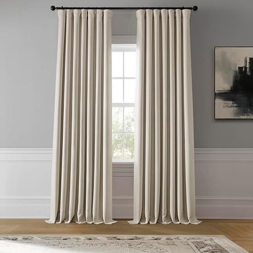 HPD Half Price Drapes - Faux Linen Curtains for Living Room (1 Panel) - 50W X 96L - Textured Room Darkening Curtains for Bedroom 96 Inches Long -...