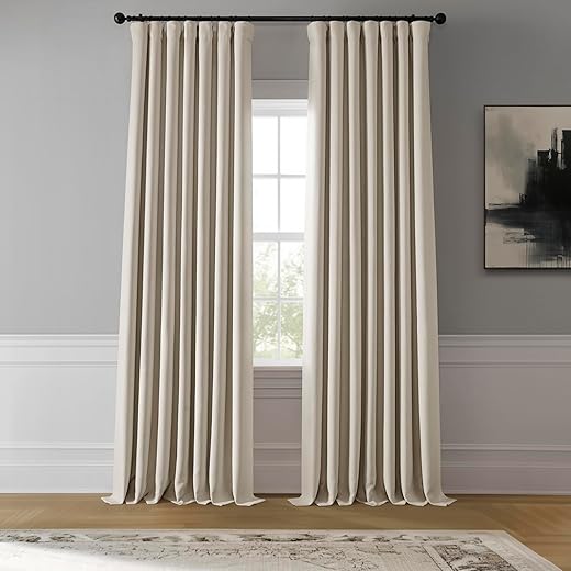 HPD Half Price Drapes - Faux Linen Curtains for Living Room (1 Panel) - 50W X 96L - Textured Room Darkening Curtains for Bedroom 96 Inches Long -...
