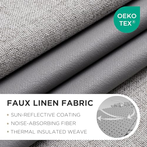 Joydeco 100% Blackout Curtains 84 Inch Length 2 Panels Set, Room Darkening Curtains for Bedroom, Grommets 100% Black Out Textured Thermal Light...