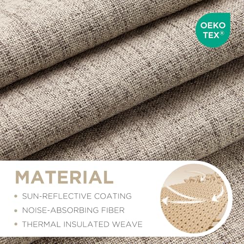 Joydeco Blackout Curtains for Bedroom - Natural Linen Curtains 52" W x 84" L (Pack of 2), Thermal Insulated 100% Blackout 2 Panels Linen Rod Pocket...