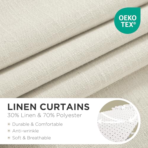 Joydeco Linen Curtains 96 inch Length 2 Panel Set, Light Filtering Curtain for Living Room Bedroom, 52 inch Wide Drapes with Rod Pocket Back Tab...