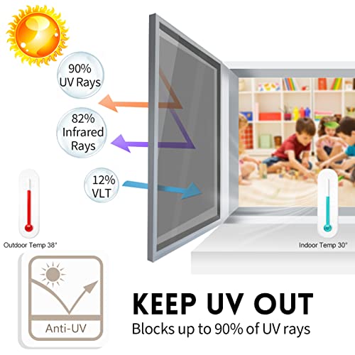 KESPEN Window Privacy Film One Way Daytime Privacy Static Cling Sun Blocking Anti UV Reflective Window Tint for Home and Office, Black-Silver, 17.5... KESPEN Window Privacy Film One Way Daytime Privacy Static Cling Sun Blocking Anti UV Reflective Window Tint for Home and Office, Black-Silver, 17.5...