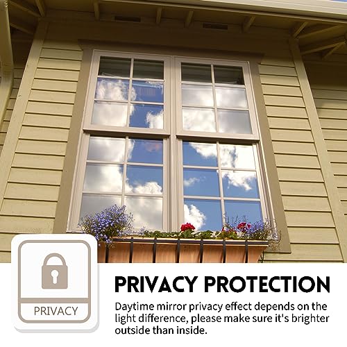 KESPEN Window Privacy Film One Way Daytime Privacy Static Cling Sun Blocking Anti UV Reflective Window Tint for Home and Office, Black-Silver, 17.5... KESPEN Window Privacy Film One Way Daytime Privacy Static Cling Sun Blocking Anti UV Reflective Window Tint for Home and Office, Black-Silver, 17.5...