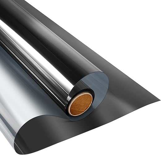 KESPEN Window Privacy Film One Way Daytime Privacy Static Cling Sun Blocking Anti UV Reflective Window Tint for Home and Office, Black-Silver, 17.5... KESPEN Window Privacy Film One Way Daytime Privacy Static Cling Sun Blocking Anti UV Reflective Window Tint for Home and Office, Black-Silver, 17.5...