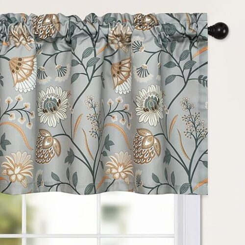 Leeva Kitchen Valances for Windows, 1 Panel Linen Textured Decorative Valance Window Treatment for Farmhouse, Light Filtering Rod Pocket Drapery...