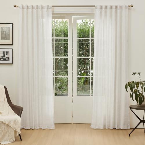 MYSKY HOME Linen Curtains for Living Room, Natural Semi Sheer Curtains & Drapes 84 inches Length 2 Panels Set Farmhouse Country Boho Style Back Tab... MYSKY HOME Linen Curtains for Living Room, Natural Semi Sheer Curtains & Drapes 84 inches Length 2 Panels Set Farmhouse Country Boho Style Back Tab...