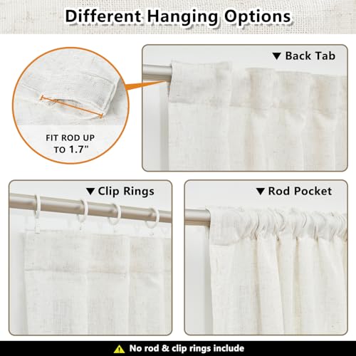 MYSKY HOME Linen Curtains for Living Room, Natural Semi Sheer Curtains & Drapes 84 inches Length 2 Panels Set Farmhouse Country Boho Style Back Tab... MYSKY HOME Linen Curtains for Living Room, Natural Semi Sheer Curtains & Drapes 84 inches Length 2 Panels Set Farmhouse Country Boho Style Back Tab...