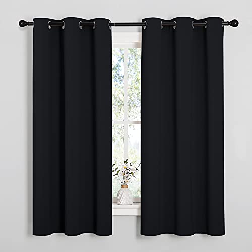 NICETOWN Halloween Pitch Black Solid Thermal Insulated Grommet Blackout Curtains/Drapes for Bedroom Window (2 Panels, 42 inches Wide by 63 inches... NICETOWN Halloween Pitch Black Solid Thermal Insulated Grommet Blackout Curtains/Drapes for Bedroom Window (2 Panels, 42 inches Wide by 63 inches...