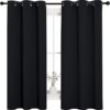 NICETOWN Halloween Pitch Black Solid Thermal Insulated Grommet Blackout Curtains/Drapes for Bedroom Window (2 Panels, 42 inches Wide by 63 inches...