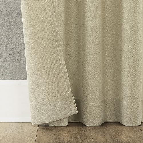 No. 918 Reman 2-Pack Twist Tab Linen Texture Semi-Sheer Tab Top Curtain Panel Pair, 40" x 84", Taupe No. 918 Reman 2-Pack Twist Tab Linen Texture Semi-Sheer Tab Top Curtain Panel Pair, 40" x 84", Taupe