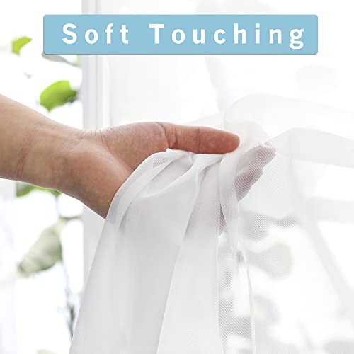 OWENIE White Sheer Curtains 84 inches Long 2 Panels Set, Sheer White Curtains for Living Room/Bedroom, Rod Pocket Voile Sheer Panel Drapes, 2pcs,...
