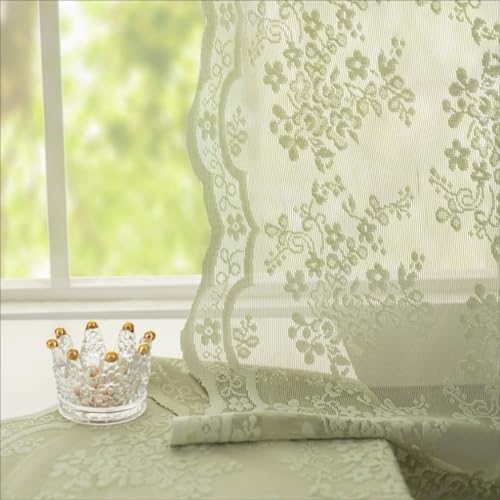 Sage Lace Green Curtains 63 Inch Length for Bedroom 2 Panels Elegant Flowered Light Filtering Semi Sheer Embroiderd Drapes for Living Room Dining... Sage Lace Green Curtains 63 Inch Length for Bedroom 2 Panels Elegant Flowered Light Filtering Semi Sheer Embroiderd Drapes for Living Room Dining...