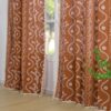 Schweek Boho Terracotta Curtains for Living Room 63 Inches Long Semi Sheer Linen Floral Curtains Vintage Farmhouse Window Curtain 2 Panel Sets for...