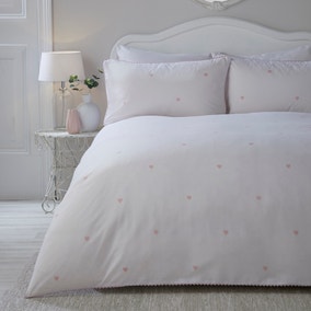 Serene Decorative Heart Duvet Cover and Pillowcase Set