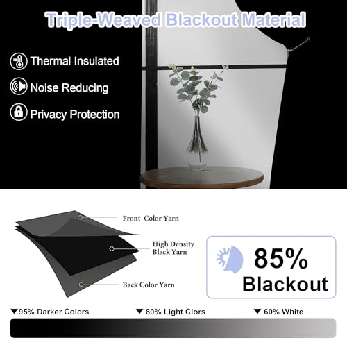 Simplebrand Ava Sage Green Blackout Curtains for Bedroom 63 Inch Length 2 Panels Set, Solid Thermal Insulated Energy Saving Rod Pocket Window...