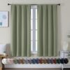 Simplebrand Ava Sage Green Blackout Curtains for Bedroom 63 Inch Length 2 Panels Set, Solid Thermal Insulated Energy Saving Rod Pocket Window...