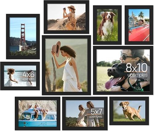 upsimples 10 Pack Picture Frames Collage Wall Decor for Mounting or Tabletop Display, Photo Gallery Frame Set for Family, Multi Sizes Including...