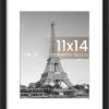 upsimples 11x14 Picture Frame, Display Pictures 8x10 with Mat or 11x14 Without Mat, Wall Hanging Photo Frame, Black, 1 Pack