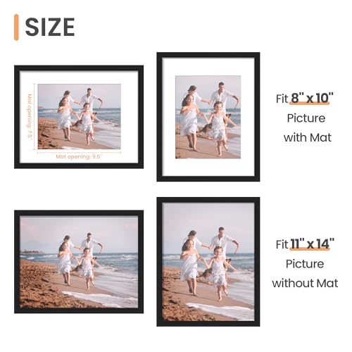 upsimples 11x14 Picture Frame, Display Pictures 8x10 with Mat or 11x14 Without Mat, Wall Hanging Photo Frame, Black, 1 Pack upsimples 11x14 Picture Frame, Display Pictures 8x10 with Mat or 11x14 Without Mat, Wall Hanging Photo Frame, Black, 1 Pack