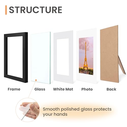 upsimples 11x14 Picture Frame Set of 3, Made of High Definition Glass for 8x10 with Mat or 11x14 Without Mat, Wall and Tabletop Display Photo...