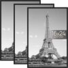 upsimples 16x24 Picture Frame Black 3 Pack, Scratch-Proof Poster Frames 16 x 24 for Photo Gallery - Slide-In Strips, Horizontal or Vertical Wall...