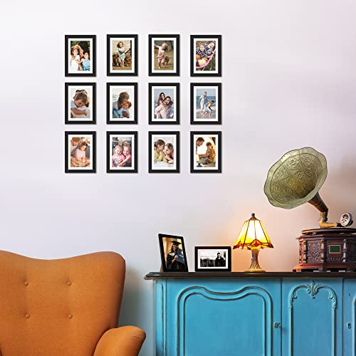 upsimples 5x7 Picture Frame Set of 10, Display Pictures 4x6 with Mat or 5x7 Without, Multi Photo Frames Collage for Wall or Tabletop Display, Black upsimples 5x7 Picture Frame Set of 10, Display Pictures 4x6 with Mat or 5x7 Without, Multi Photo Frames Collage for Wall or Tabletop Display, Black