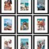Vittanly 8x10 Picture Frames Set of 9, Shatter Resistant Plexiglass, Display 5x7 Pictures with Mat or 8x10 without Mat, Photo Frames for Wall or...