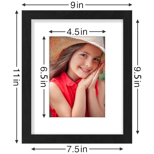 Vittanly 8x10 Picture Frames Set of 9, Shatter Resistant Plexiglass, Display 5x7 Pictures with Mat or 8x10 without Mat, Photo Frames for Wall or...