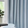 WEST LAKE 90 Inches Length Dusty Blue Pinch Pleated 100 Blackout Curtain Panels with Liners,Linen Textured Drapes for Bedroom Living Room,Energy...